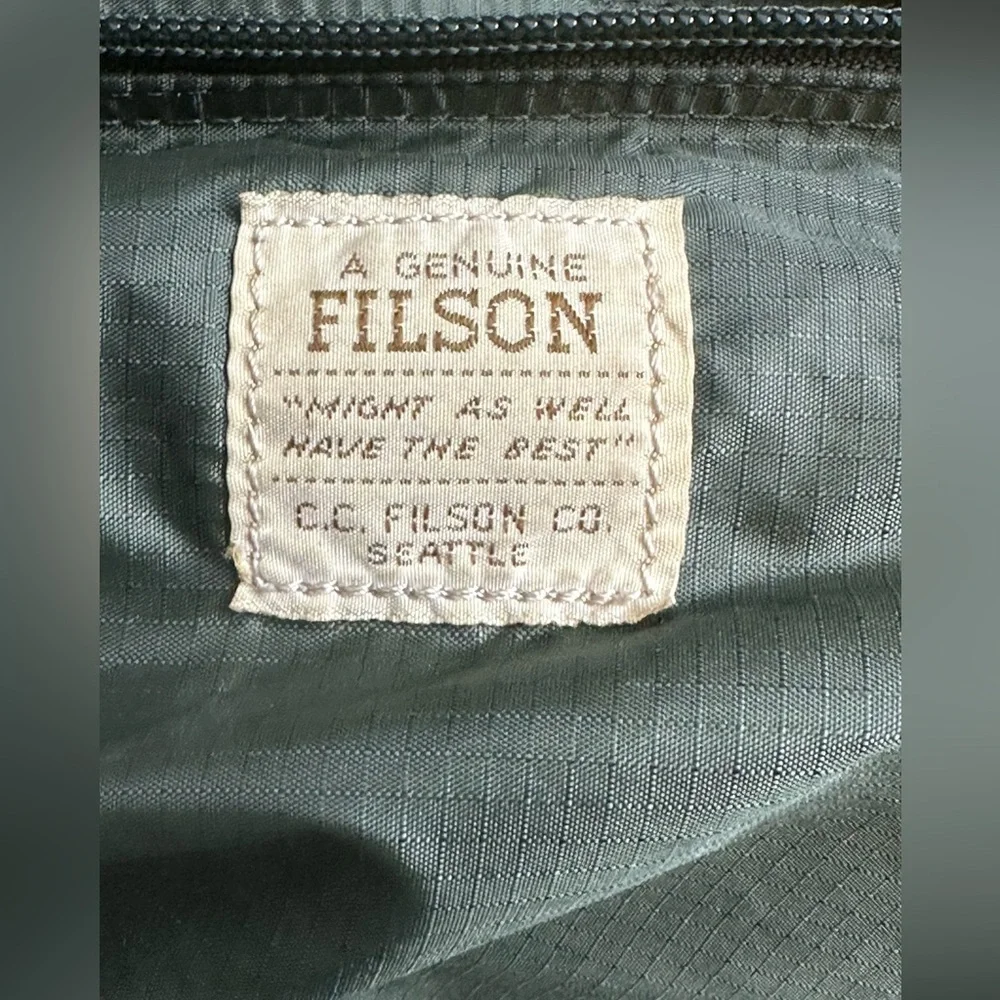 Vintage Filson Heritage Black Nylon Duffle Bag Leather Trim Medium
